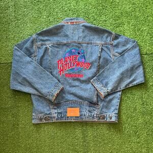 Vintage 1991 Vancouver Planet Hollywood Blue Denim Jean Jacket Size L
